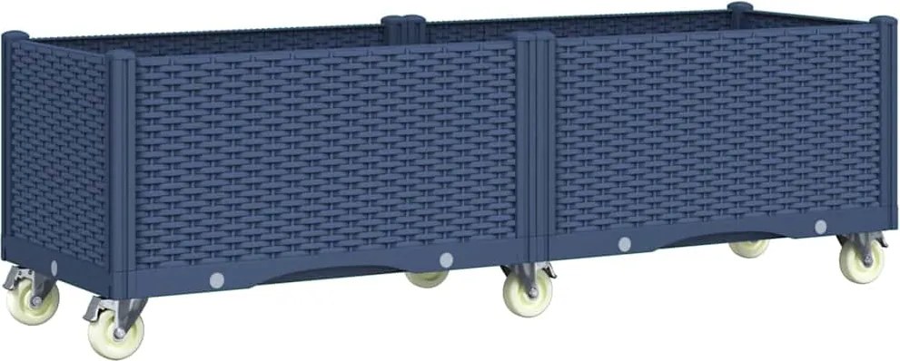 vidaXL Jardinieră de grădină cu picioare, albastru gri, 160x50x54 cm, PP