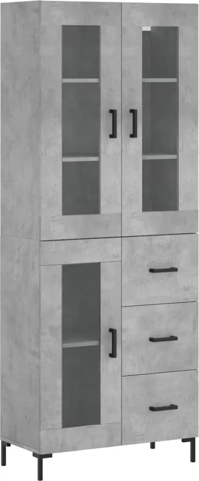 vidaXL Dulap înalt, gri beton, 69,5x34x180, lemn compozit