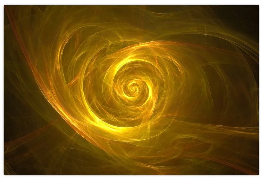 Tabloul cu spirala abstractă în galben (90x60 cm)