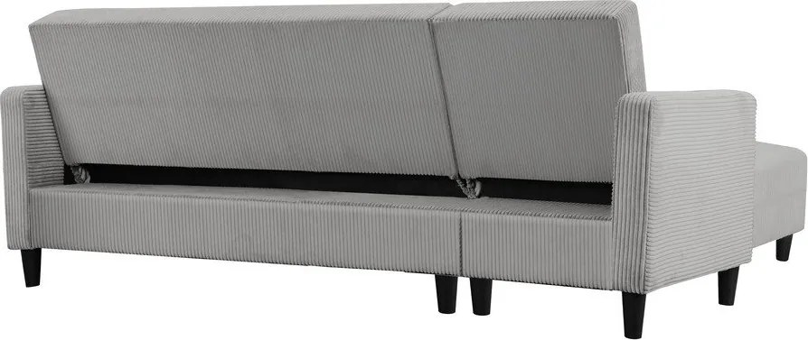 Colțar gri deschis extensibil cu tapițerie din catifea reiată Hartford – Støraa