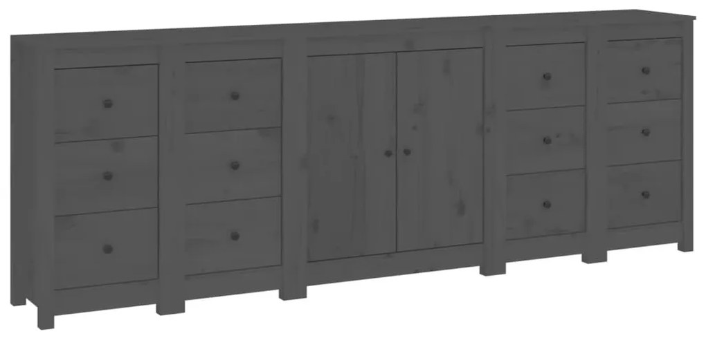 3114086 vidaXL Servantă, gri, 230x35x80 cm, lemn masiv de pin
