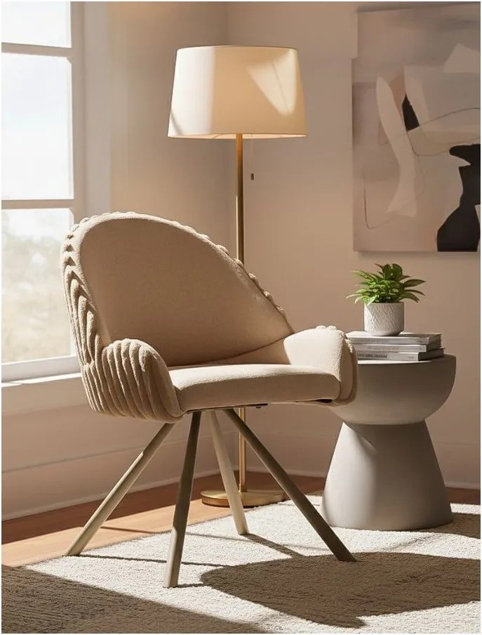 Set de scaune de sufragerie crem cu cotiere 2 buc. tapițat Stockholm – Mauro Ferretti