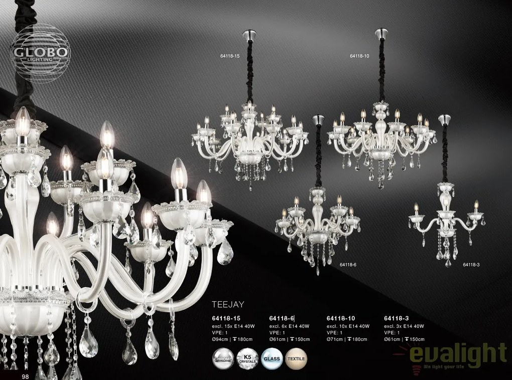 Candelabru elegant cu 6 brate design clasic Teejay 64118-6 GL