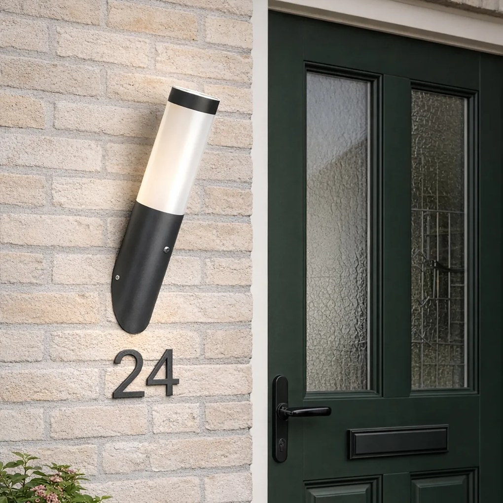 Lampa de perete exterioara moderna gri inchis IP44 cu senzor de crepuscul - Rox