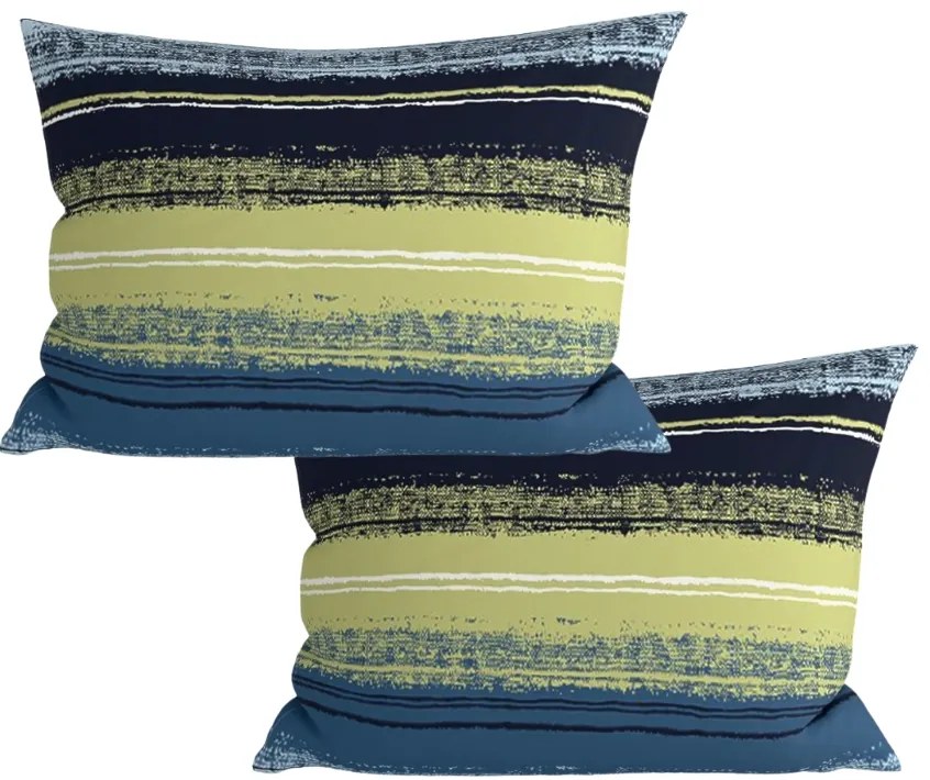Set 2 huse decorative pentru perne din microfibra BLUE STRIPES 50x70 cm, albastru