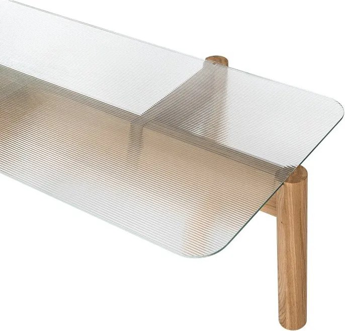 Măsuță de cafea în culoare naturală cu blat din sticlă 55x105 cm Kob – noo.ma