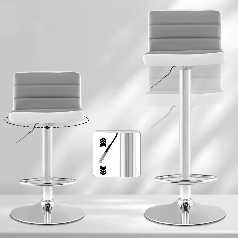 Set 2 scaune de bar reglabile, rotative, gri
