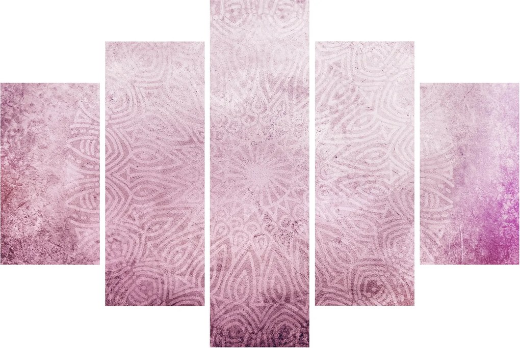 Tablou - Mandala pe zid roz (150x105 cm)