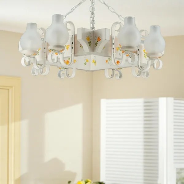 Brilagi - Lustră suspendată cu lanț QUEEN 8xE14/40W/230V fag/crem