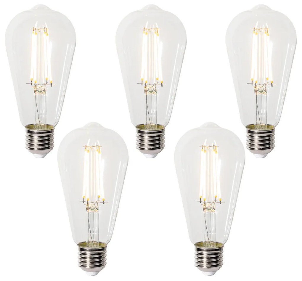 Set 5 becuri E27 3-staps dimbaar LED lamp ST64 clear 6W 700 lm 2700K