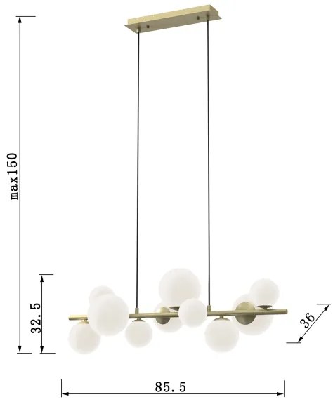 ONLI - Lustra suspendată pe cablu PALOMA 10xG9/3W/230V auriu