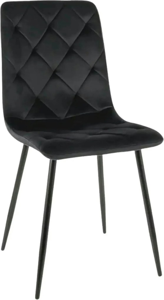 Scaun tapitat JERRY, negru, stofa catifelata/metal, 45x39x91 cm