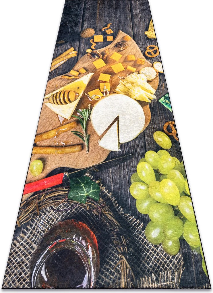 ANDRE 9009 covor lavabil Gustări bucatarie anti-alunecare - maro / galben