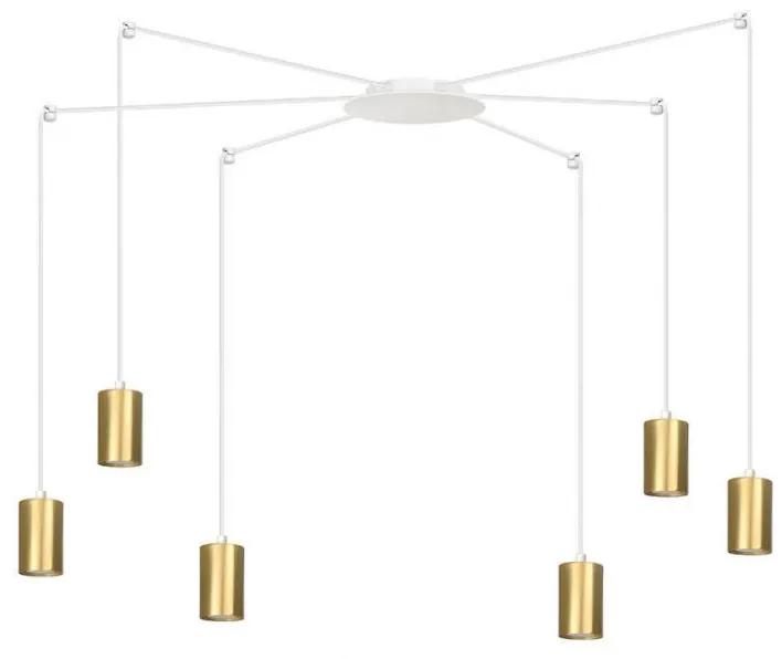 Lustra suspendata cu 6 spoturi stil minimalist TRAKER auriu/alb