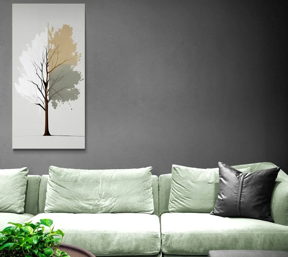 Tablou copac minimalist tricolor