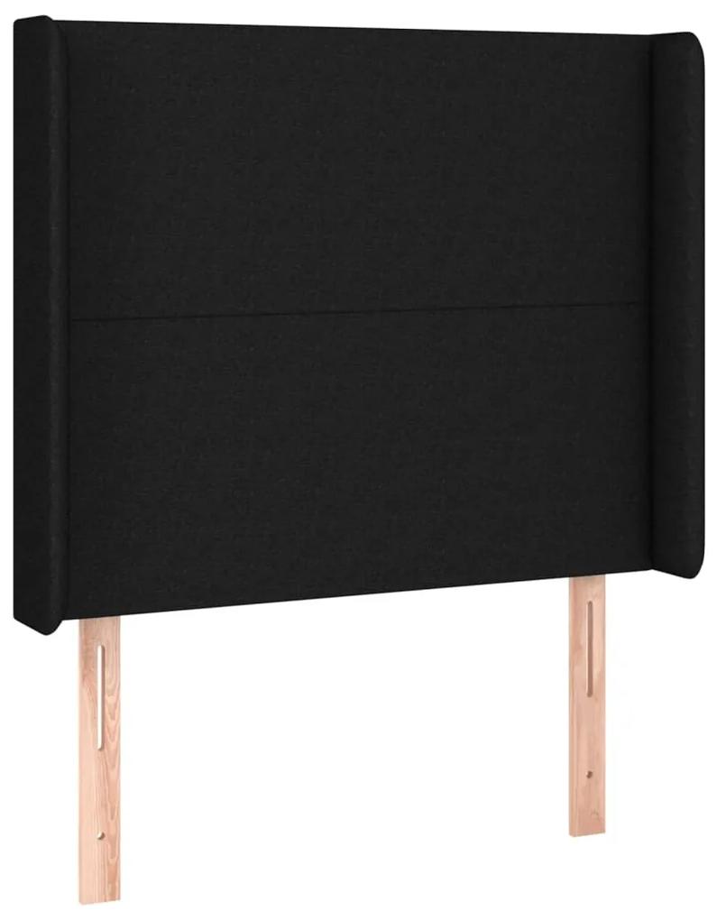 3119284 vidaXL Tăblie de pat cu aripioare, negru, 93x16x118/128 cm, textil