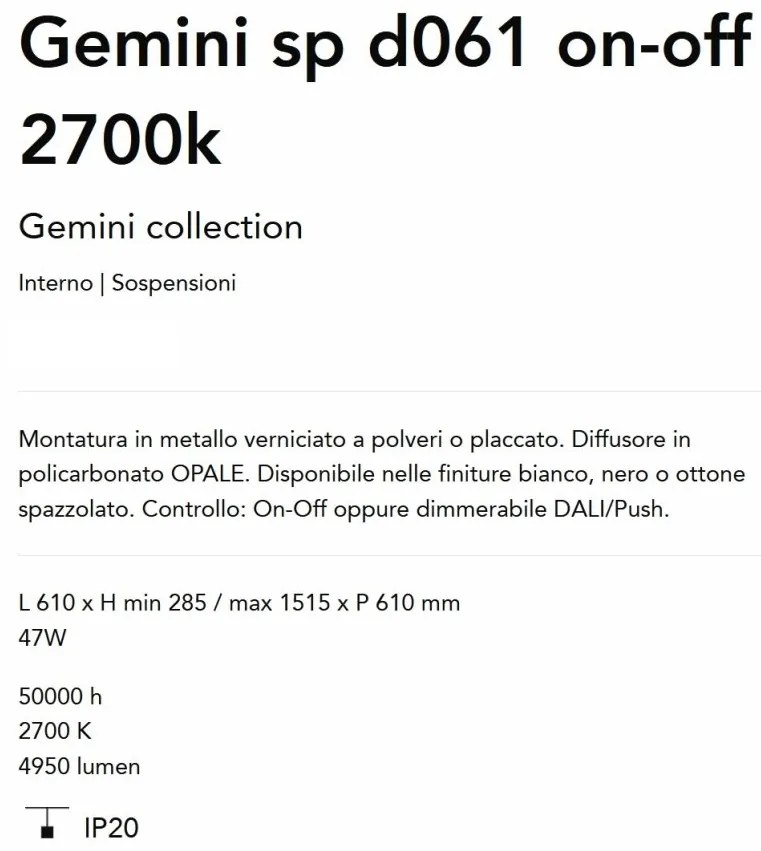 Lustra LED suspendata design circular Gemini sp d061 on-off 2700k alba