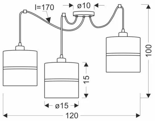 Lustră pe cablu ASSAM 3xE27/60W/230V negru