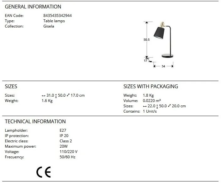 Veioza/Lampa de masa design moderm Gisela