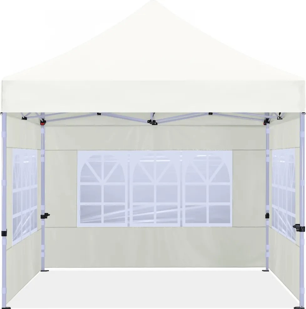 ABCCANOPY – Cort pavilion pliabil 3x3 m, înălțime reglabilă 3 trepte, pereți cu ferestre transparente, impermeabil, Bej,
