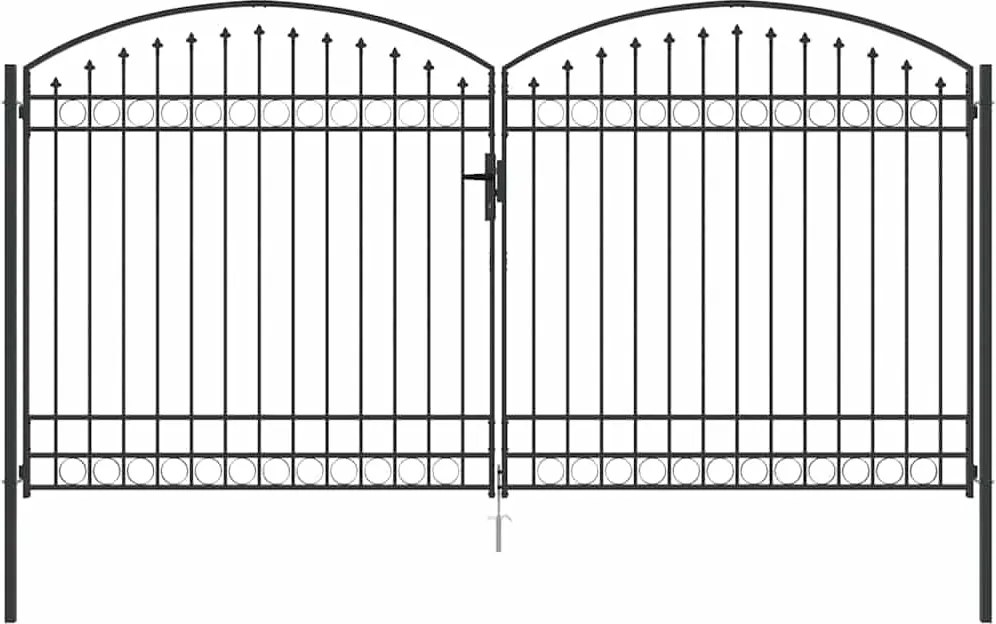 vidaXL Poartă de gard cu blocare Gri 301 x 224.5 cm Oțel