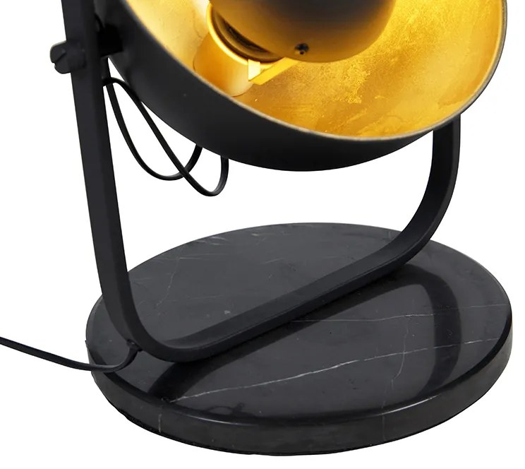 Lampă de podea industrială neagră cu auriu 3 lumini - Magnax