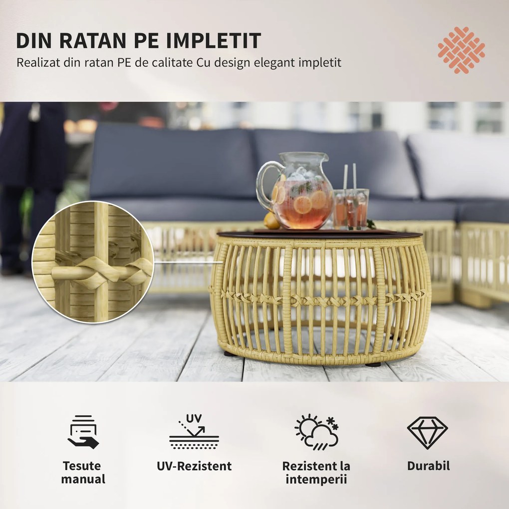 Outsunny Set de mobilier din rachita de 5 bucati, Gri