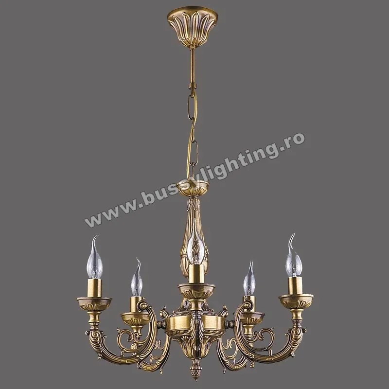 Lustra Roma cu 5 Brate, Desing Clasic, Finisaj Bronz Antichizat - Bussy Lighting 7195-52-05
