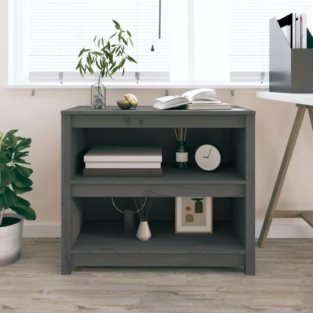 vidaXL Bibliotecă, gri, 80x35x68 cm, lemn masiv de pin