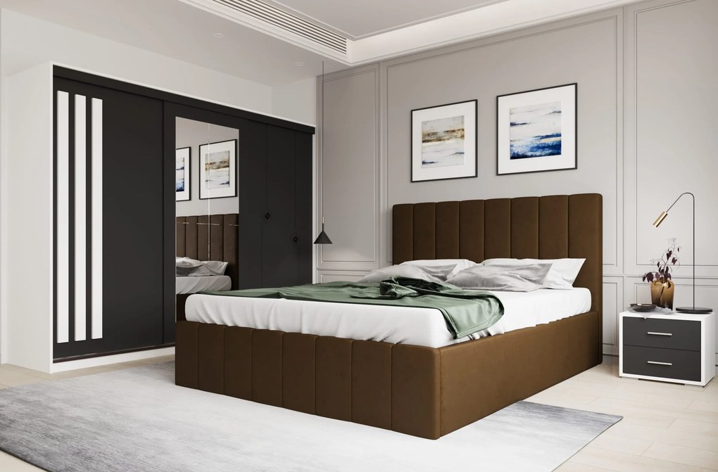 Set dormitor Prado Verde cu dulap Paris Alb/Gri