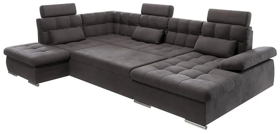 Colțar gri antracit extensibil, cu spațiu de depozitare (cu colț pe partea stângă, în formă de "U") Merkur – Ropez