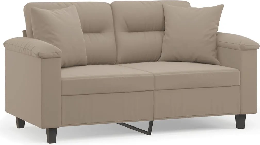 vidaXL Canapea cu 2 locuri, cu perne, gri taupe, 120 cm, microfibră