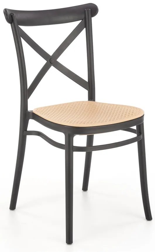 Scaun de bucaterie Nikola, ratan / negru