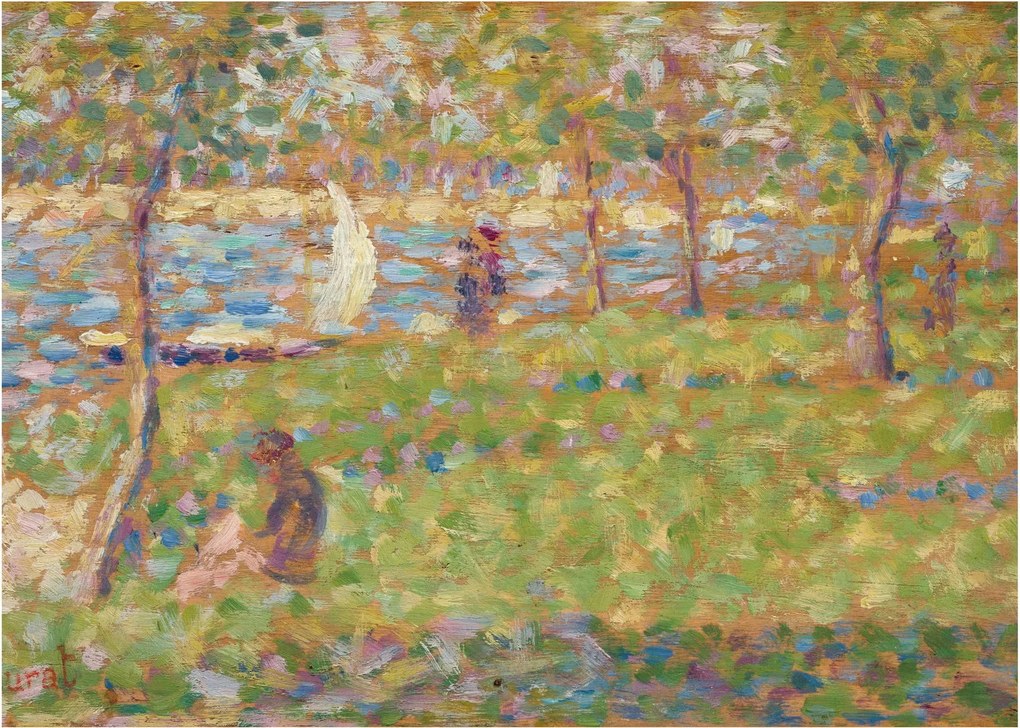 Tablou pe sticlă - Georges Seurat, Study for "La Grande Jatte", reproducere (70x50 cm)