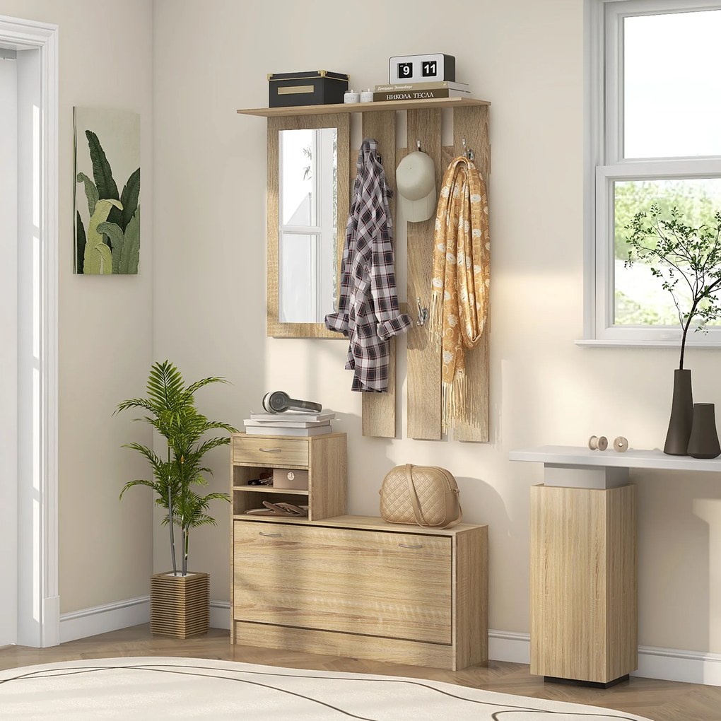 HOMCOM Set Mobilier cu 2 Rafturi Reglabile, 90x24x177 cm, Lemn Natural | Aosom Romania