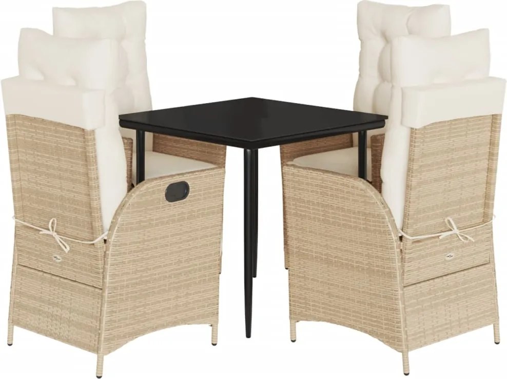 vidaXL Set mobilier de grădină cu perne, 5 piese, bej, poliratan