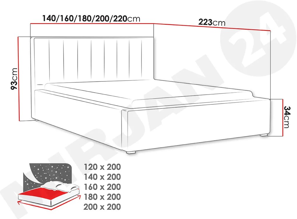 Pat matrimonial 180 cm Soldan  (gri). 1122996