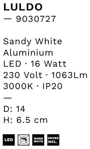 Spot aplicat, Plafoniera LED Luldo alb, 14cm