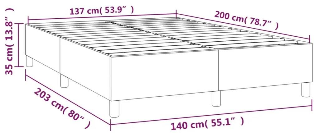 Cadru de pat box spring, gri inchis, 140x200 cm, textil Morke gra, 35 cm, 140 x 200 cm