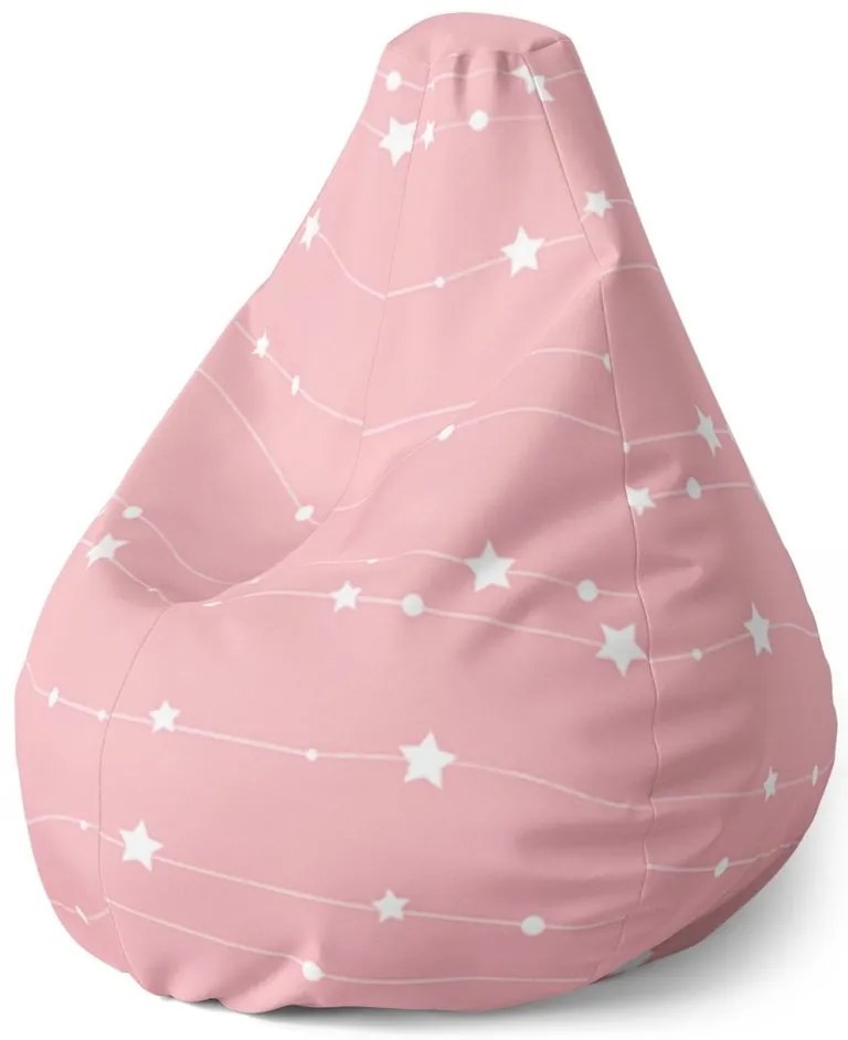Sac de șezut Pear stele și puncte pe șnur - pentru copii, roz