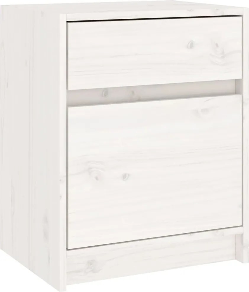 vidaXL Noptieră, alb, 40x31x50 cm, lemn masiv de pin