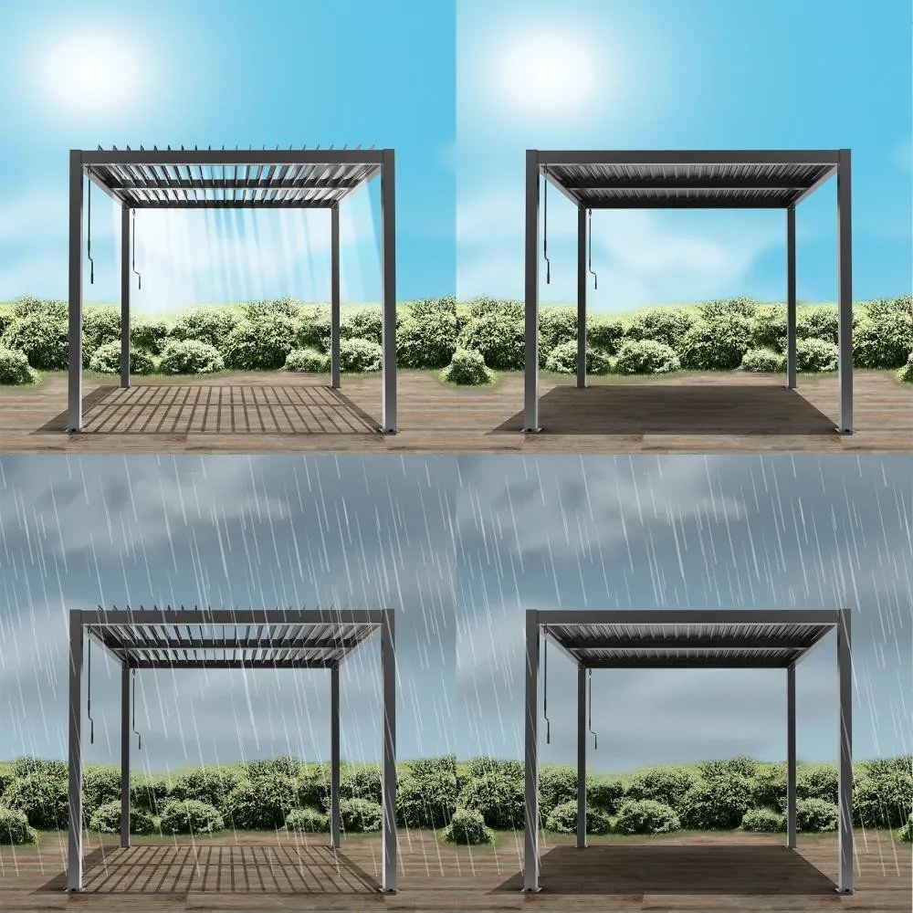 Pergolă bioclimatică din aluminiu cu lamele 3 x 3 M