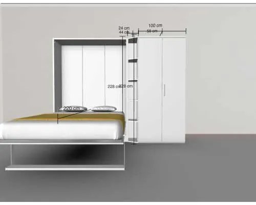 Set pat rabatabil dublu cu un dulap si o minibiblioteca - Royal Single Big Wardrobe Set(150X200)