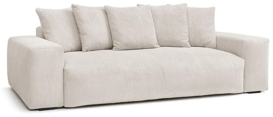 Canapea crem cu tapițerie din catifea reiată 280 cm Voltaire – Bobochic Paris