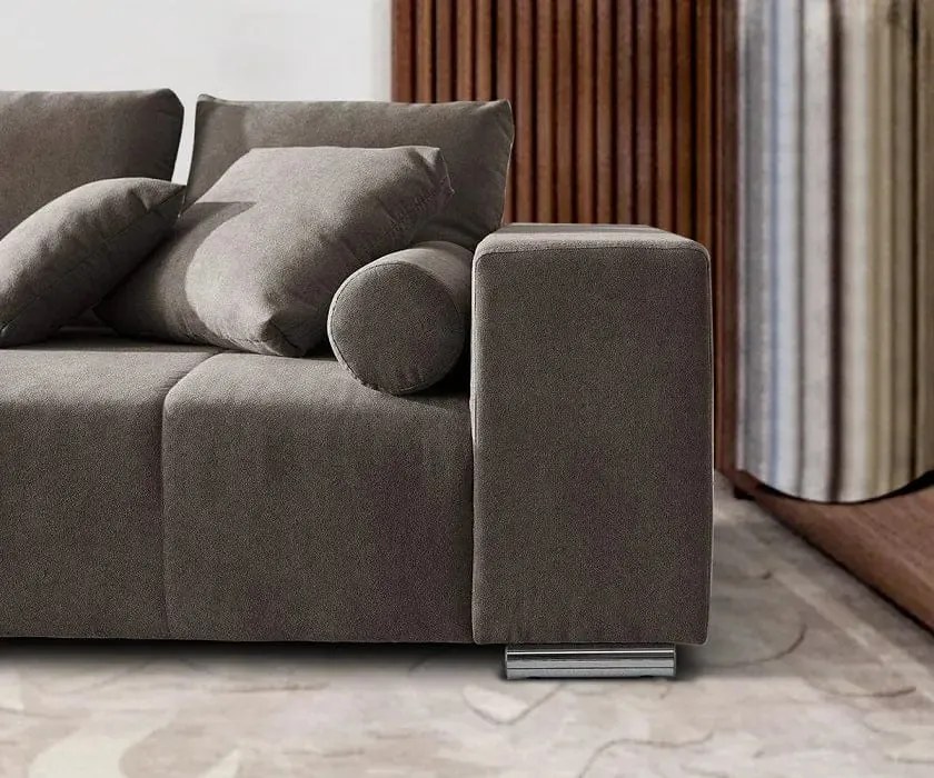 Canapea extensibilă dumonde cu ladă de depozitare si sezut confortabil din spuma high-density, Marbela Enjoy Kaki XXL 295x100 cm