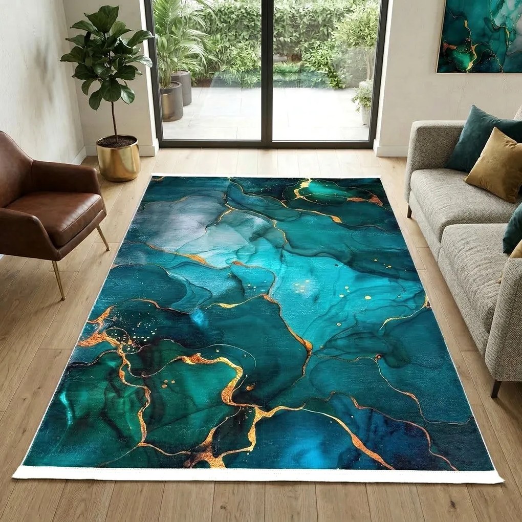Covor cameră antiderapant, 160x230 cm, Modern Abstract Marmorat