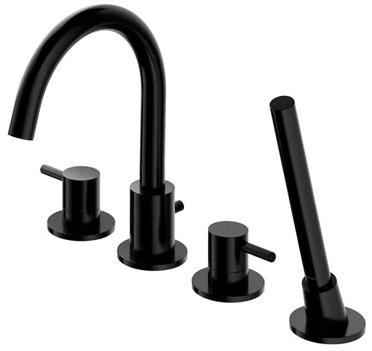 Baterie cada - dus Omnires Y 4 orificii negru mat cu set de dus