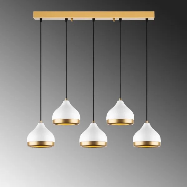 Lustră pe cablu YILDO 5xE27/40W/230V alb/auriu