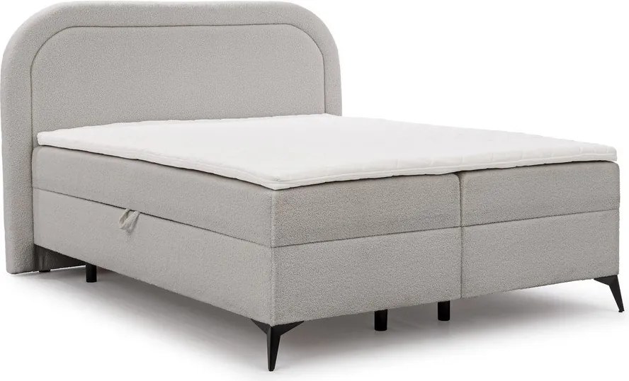 Pat boxspring gri deschis cu spațiu de depozitare 140x200 cm Ornes – Ropez