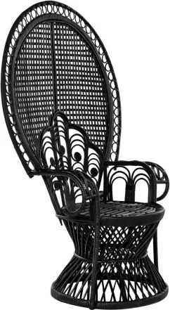 Fotoliu de exterior negru, din rattan, Regalys